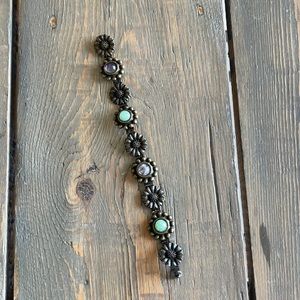 Vintage Graziano Bronze Bracelet w/Glass Cabochons